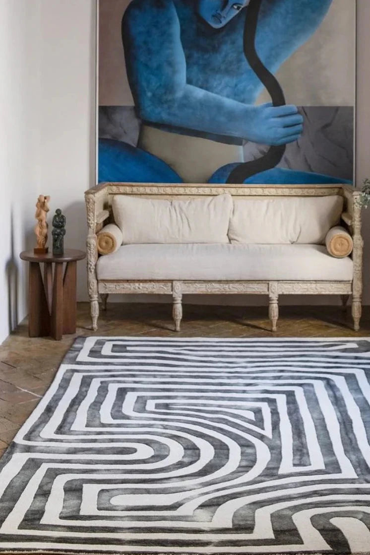 Psychedelic Labyrinth Teppich・Charcoral (New)