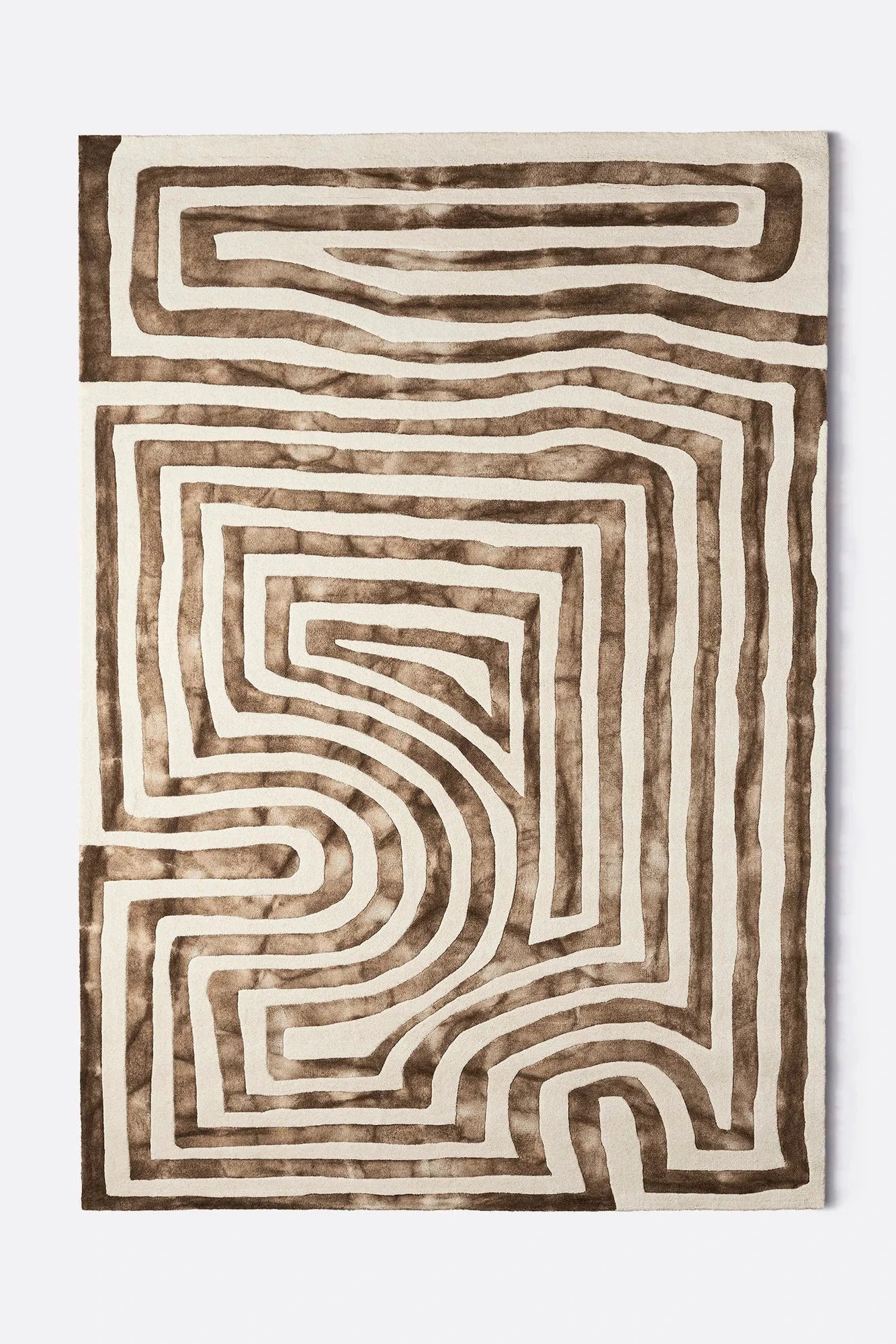 Psychedelic Labyrinth Teppich・Beige