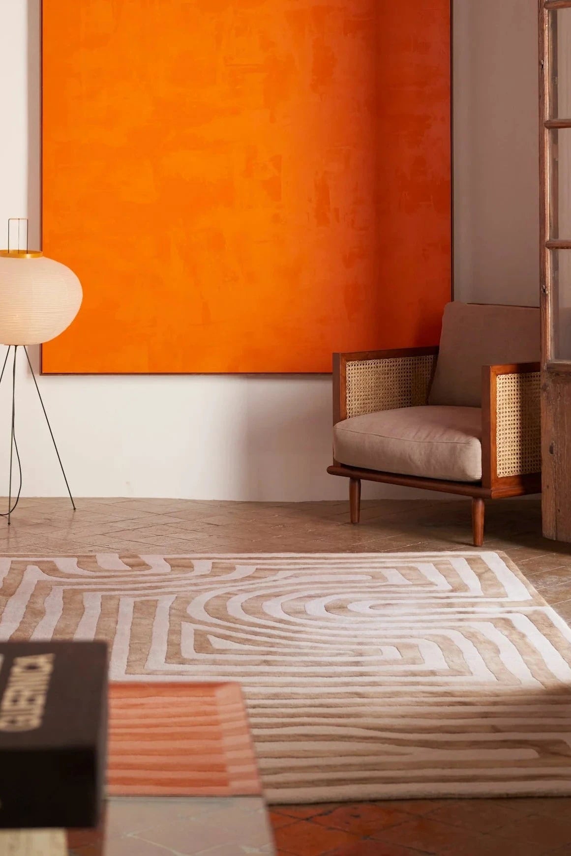 Psychedelic Labyrinth Teppich・Beige